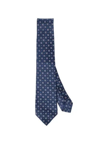 Cravată Kiton cu imprimeu geometric albastru