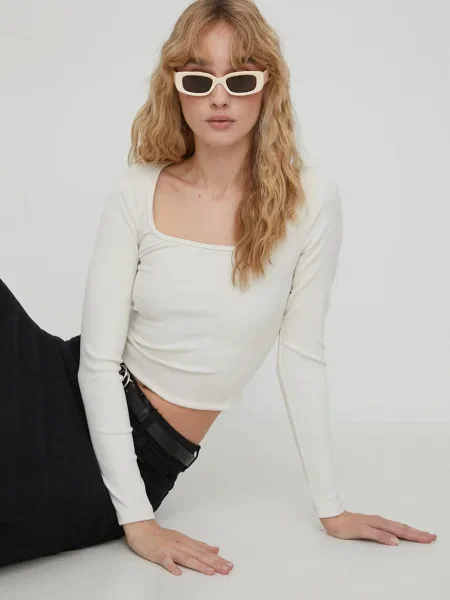 Блуза с дълги ръкави Hollister Co. бежово