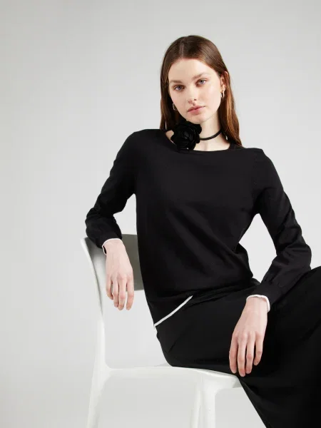 VERO MODA Pulover ALMA črna / off-bela bela