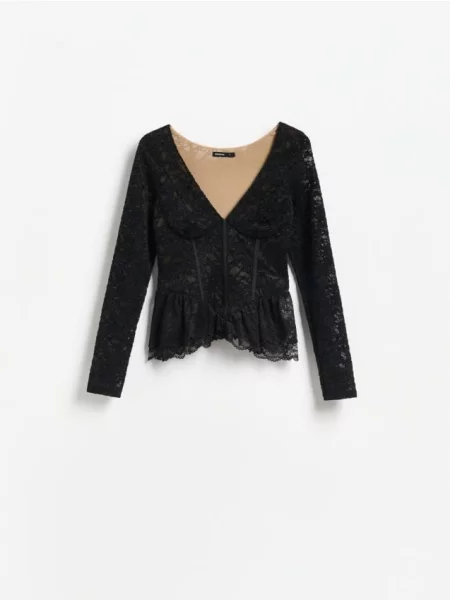 Reserved Bluză tip corset negru