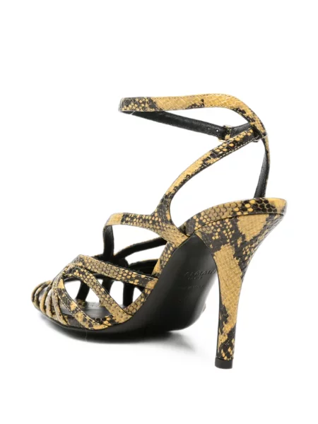 Sandale Balmain cu model piele de șarpe galben