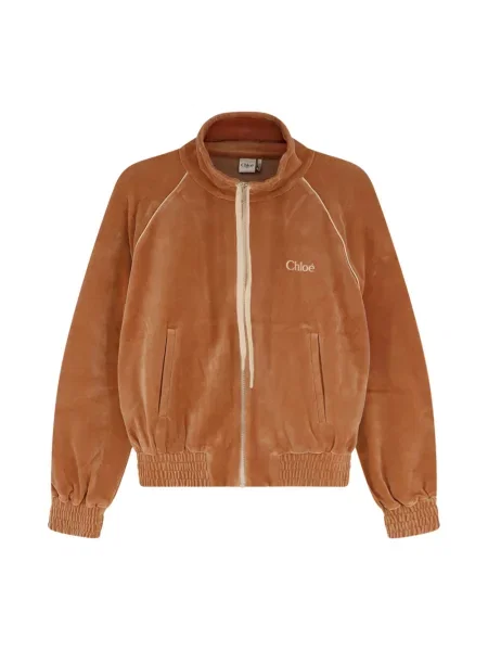Welurowa bluza Chloe z logo różowa