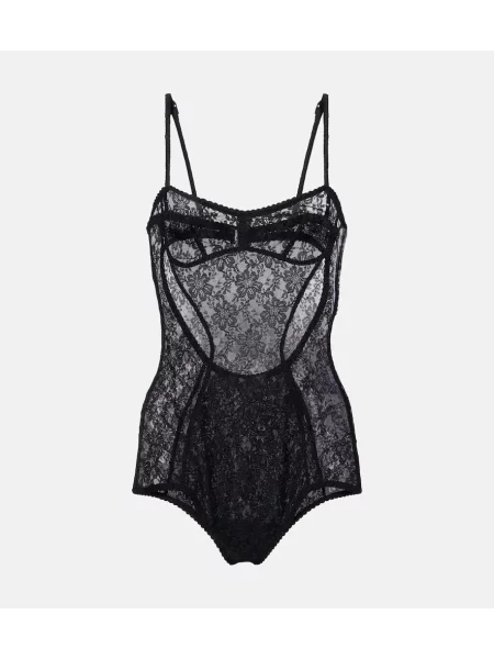 Body The Attico cu model floral din dantelă negru