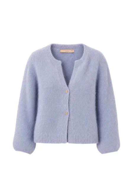 Cardigan Kristina Ti cu model floral tricotate albastru