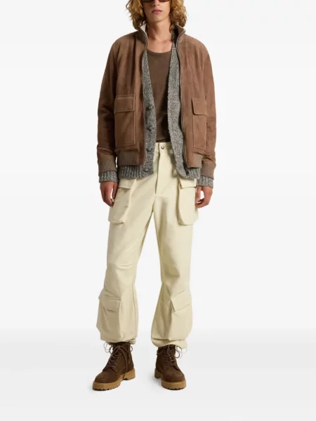 Geacă bomber Woolrich din piele de căprioară maro