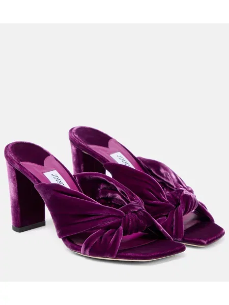 Mules Jimmy Choo iz rebrastega žameta vijolična