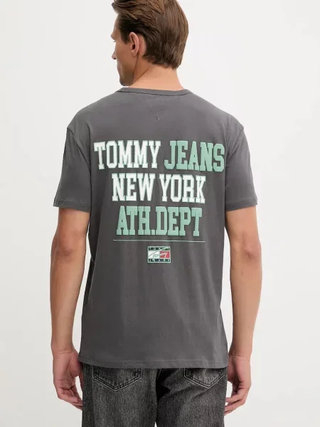 Tričko Tommy Jeans s potiskem šedá