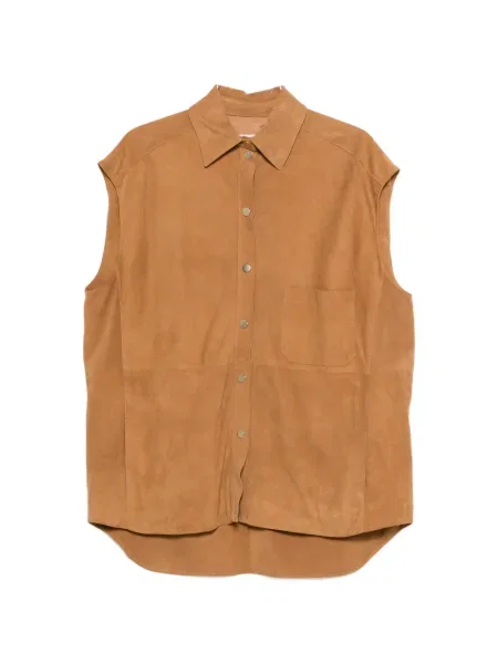 Vestă din puf Erika Cavallini cu buzunare la piept maro