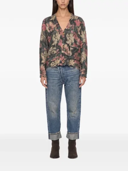 Cardigan R13 cu model floral cu imagine negru