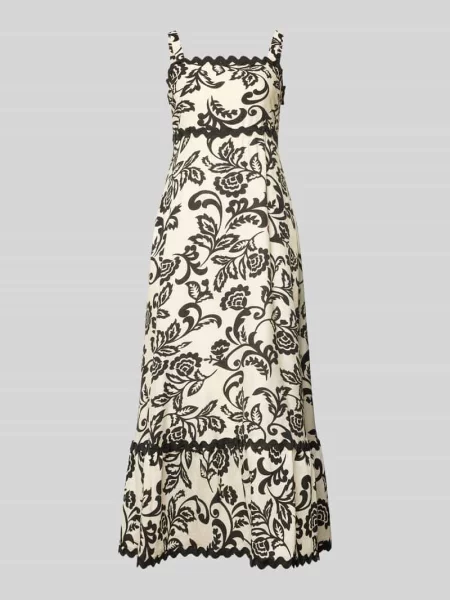 Sukienka midi z mieszanka z falisty brzeg Apricot biała