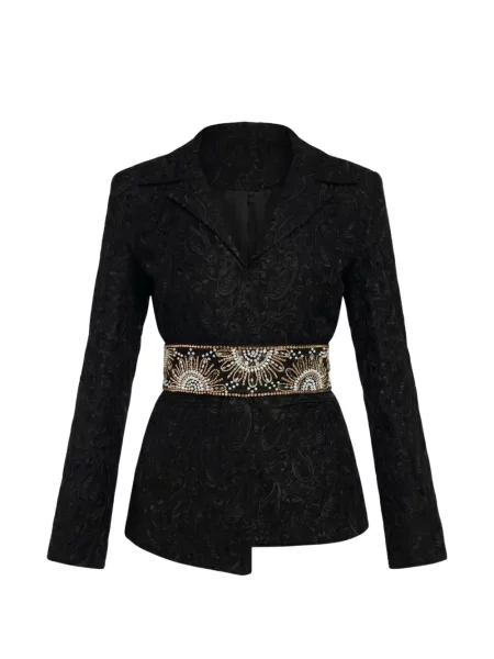 Cu centură sacou International Appeal cu model paisley negru