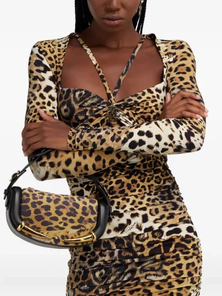Geantă Roberto Cavalli cu imagine cu model leopard maro