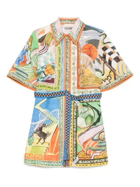 Rochie tip cămașă Alemais de costum albastru