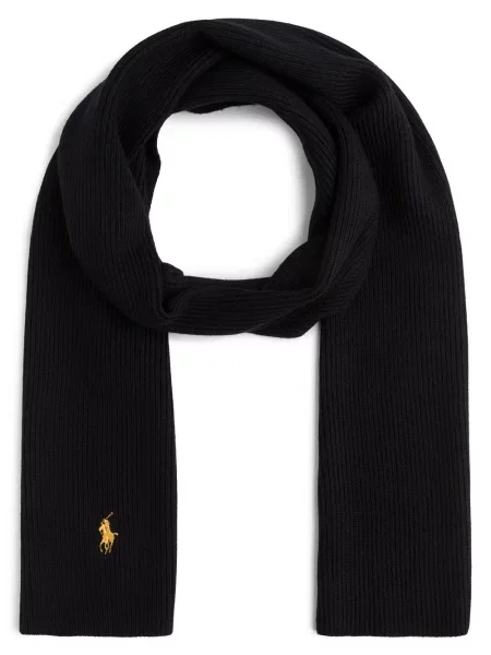 Polo Ralph Lauren Szalik Mężczyźni Wełna czarny|złoty jednolity ONE SIZE czarna