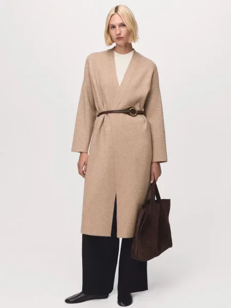 Пальто MANGO світло-коричневий акрил/поліестер коричневе