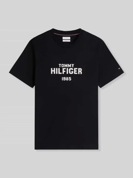 T-shirt o kroju regular fit z czystej bawełny Tommy Hilfiger czarna
