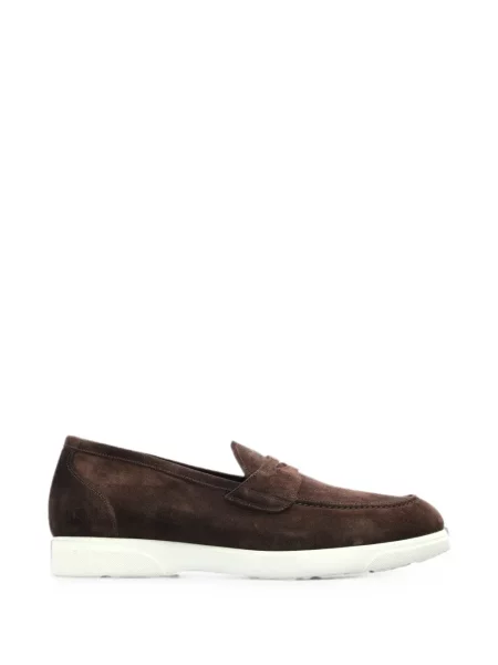Pantofi loafer Kiton din piele de căprioară maro