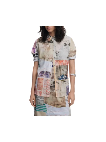 Koszula Desigual z długim rękawem beżowa