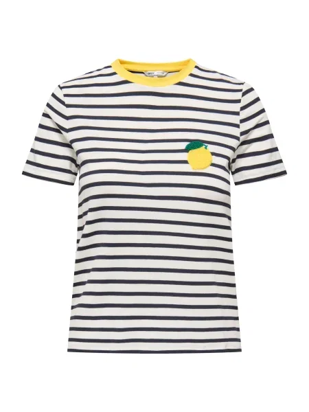 ONLY Tricou ONLHEART bleumarin / galben citron / verde alb