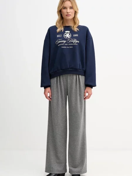 Hanorac din fleece Tommy Hilfiger din fleece albastru