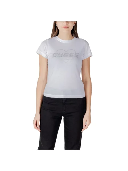 T-shirt z obszyciem kamieniami stras model ‘NARCISO’ Guess Activewear biała