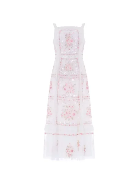 Rochie midi Needle & Thread cu paiete alb