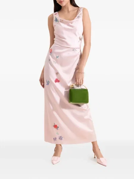 Rochie Erdem cu model floral de costum roz