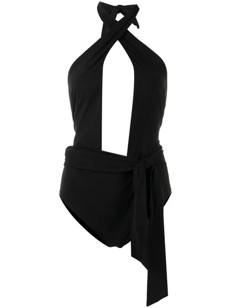 Strój kąpielowy Tory Burch z dekoltem halter kopertowy czarny