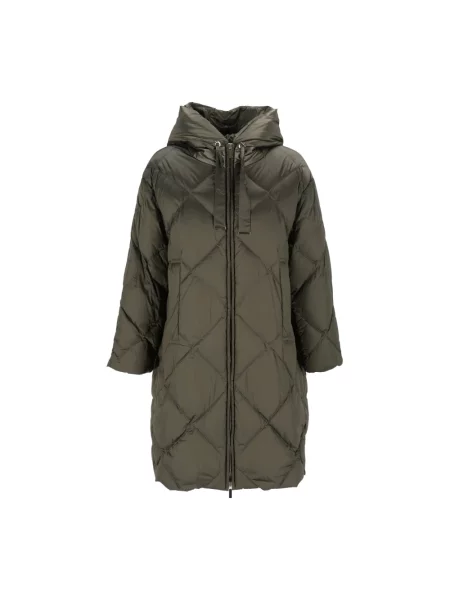 Lniany długi płaszcz Max Mara zielony