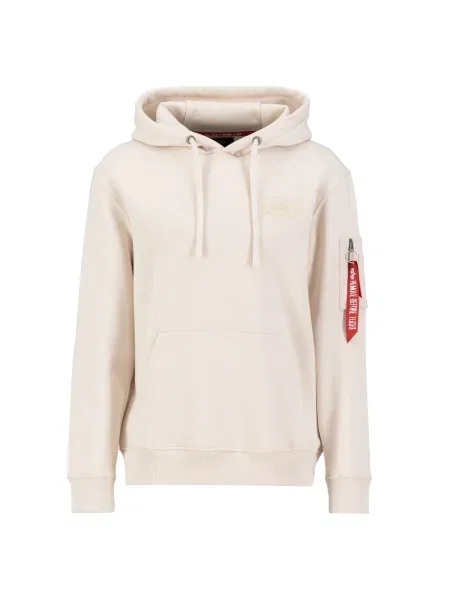 ALPHA INDUSTRIES Pulover svetlo bež / karminsko rdeča bela