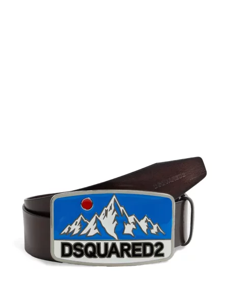Curea Dsquared2 din piele cu autograf maro