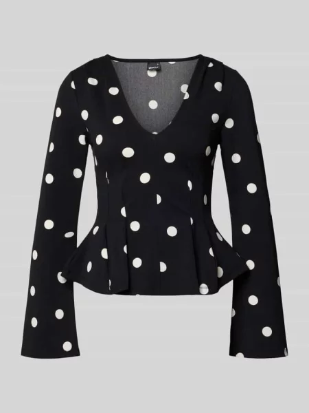 Bluzka z długim rękawem z dekoltem w serek Gina Tricot czarna