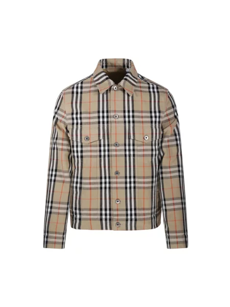 Kurtka jeansowa Burberry w kratkę retro beżowa