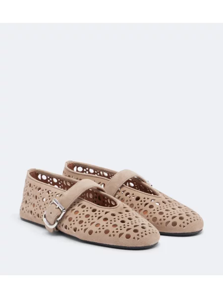 Pantofi cu toc Alaïa din piele de căprioară bej