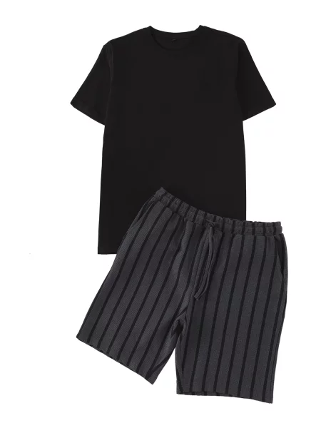 Trendyol Pijama scurtă gri închis negru