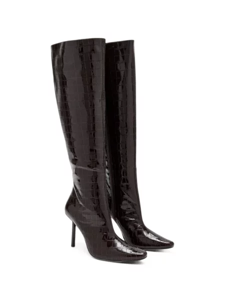 Botine Femme La din piele de lac maro