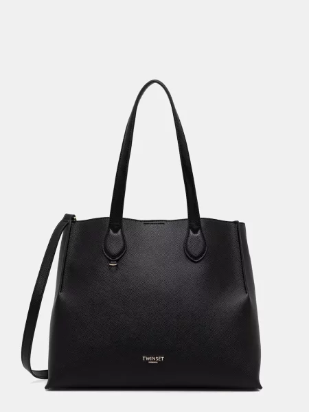 Geantă shopper Twinset din piele negru