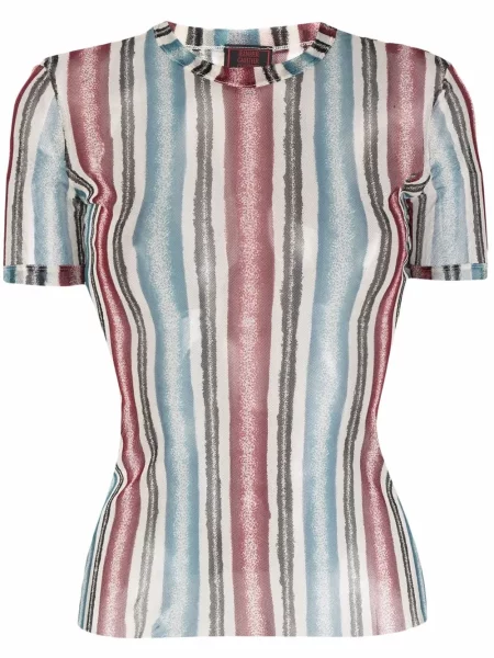 Pruhovaný průsvitný top Jean Paul Gaultier Pre-owned s potiskem červený