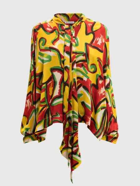 Шелковая блузка Balenciaga с абстрактным узором