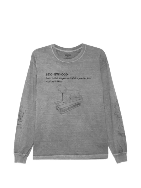 Lung tricou Neighborhood cu imagine gri