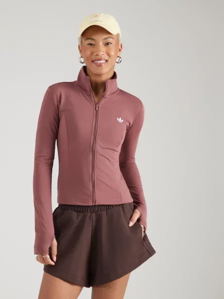 ADIDAS ORIGINALS Tepláková bunda ESS burgundská biela