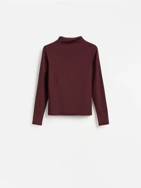 Reserved Tricou cu mânecă lungă cu conținut ridicat de modal maro