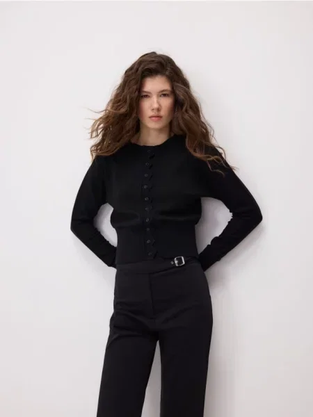 Reserved Блузка з тканини з високим вмістом чорний