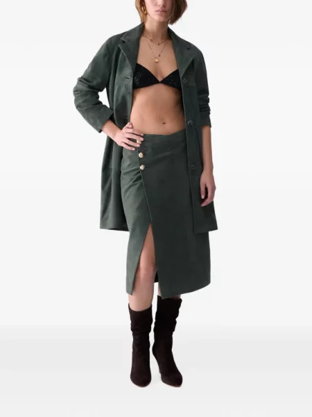 Lung geacă Liu Jo din piele de căprioară verde