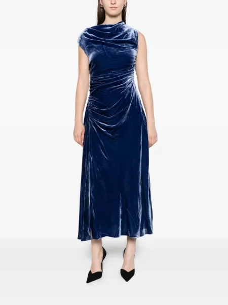 Rochie midi Simkhai de catifea drapată albastru