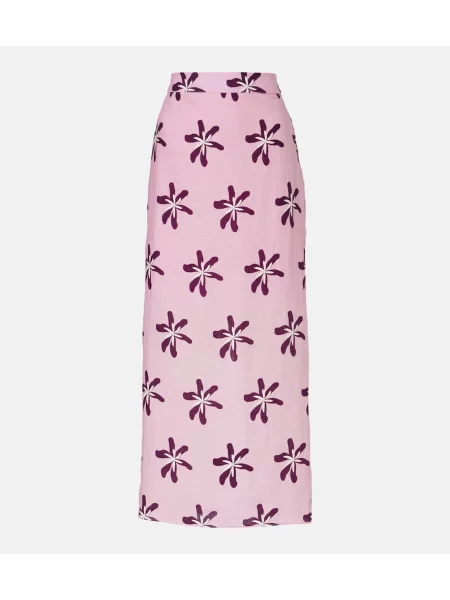 Fusta maxi Cala De La Cruz de in cu model floral roz
