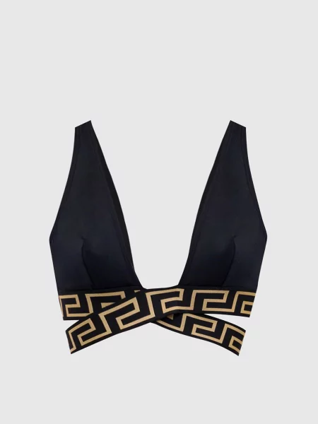 Ліф від купальника з візерунком емблеми Versace чорний