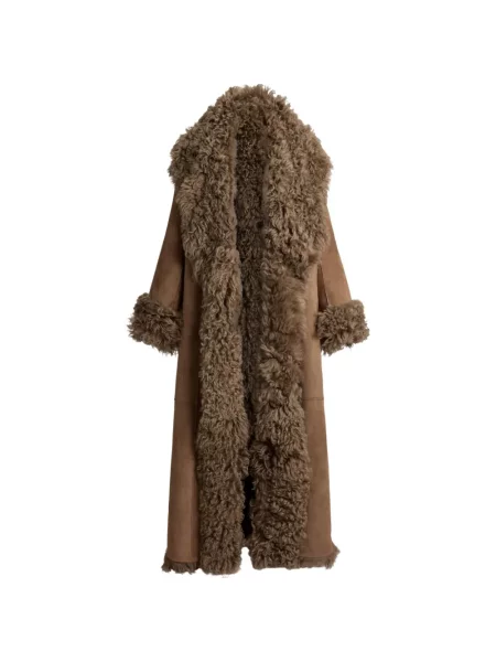 Reversibil haină din piele de oaie Ralph Lauren Collection din piele de oaie maro
