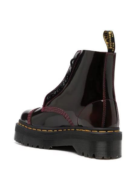 Cizme scurte Dr. Martens cu șireturi din dantelă roșu