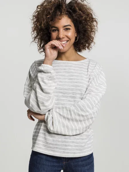 Pulover Urban Classics cu dungi alb